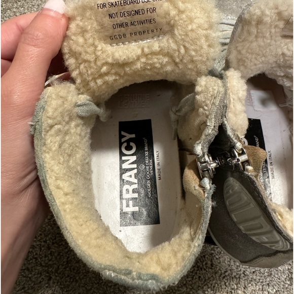 Golden Goose Francy Silver Glitter Suede & Shearling Sneaker sz 37 - Picture 9 of 13